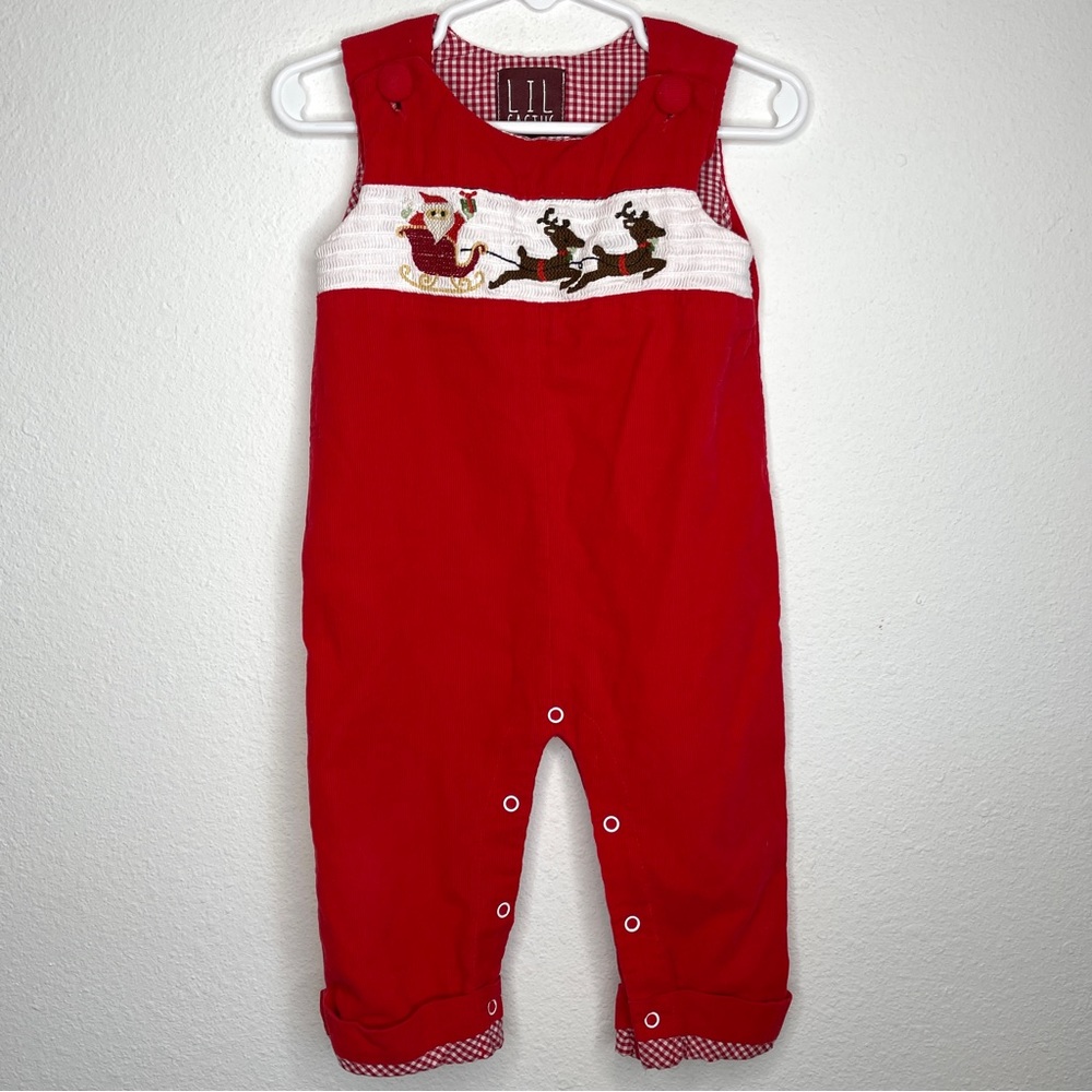 lil cactus red romper overalls santa reindeers